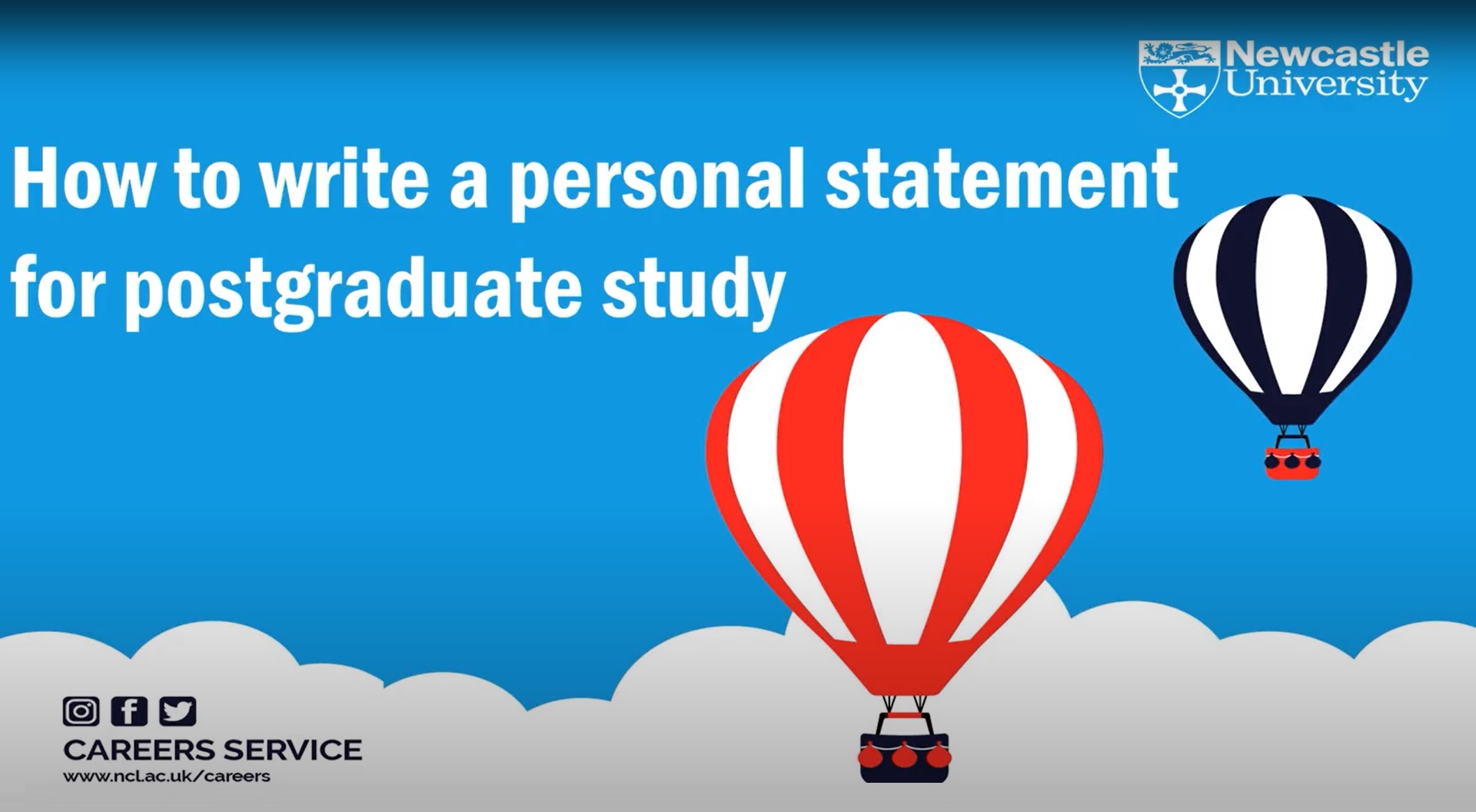 Screenshot from the title page of our How to write a personal statement for postgraduate study online masterclass presentation